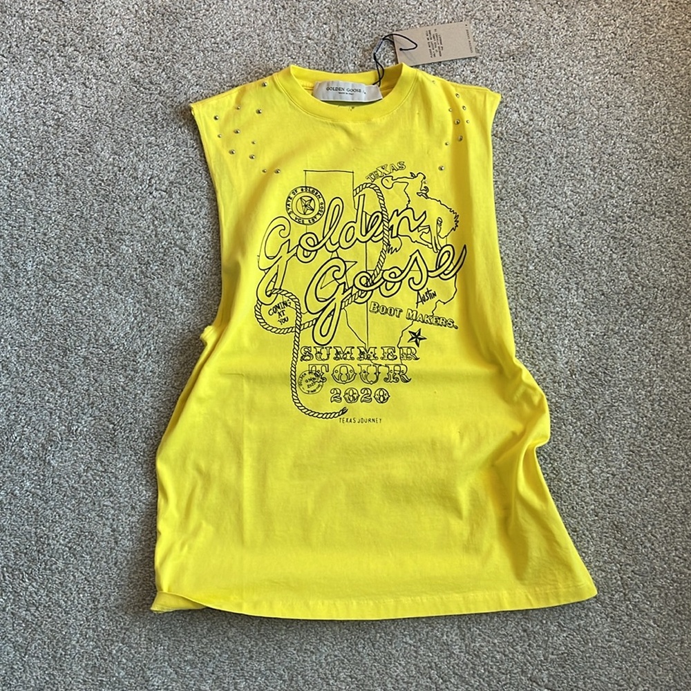 Golden Goose sleeveless T shirt with silver studs